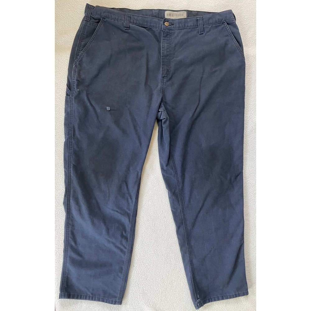 Trashed Carhartt Mens 44x32 Dungaree Fit Work Pants Navy Blue Canvas Utility B15